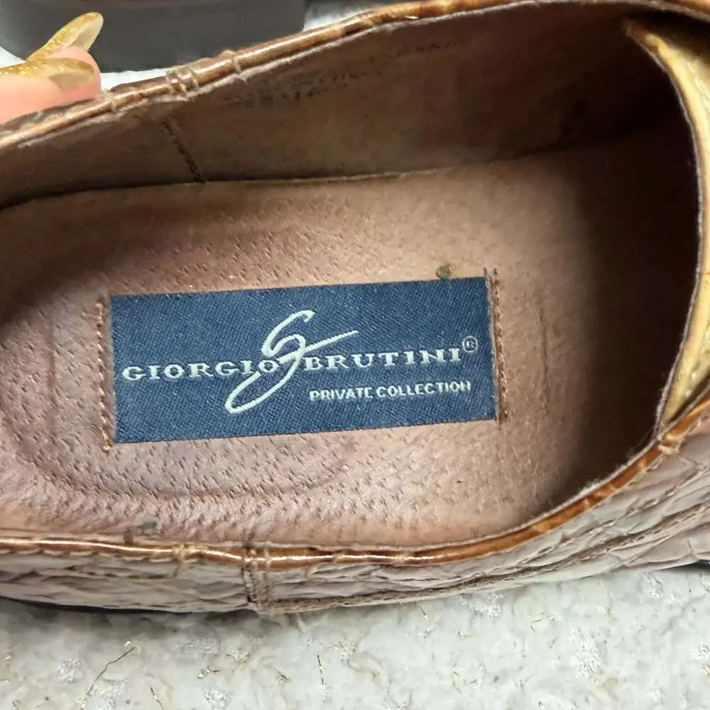 Giorgio Brutini Brown Two-Tone Genuine Snake Skin Square Toe Lace-Up Dress Shoes